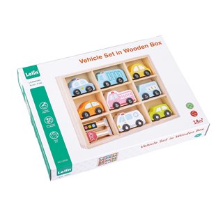 Lelin® Wooden Vehicle Set - 9 Pieces